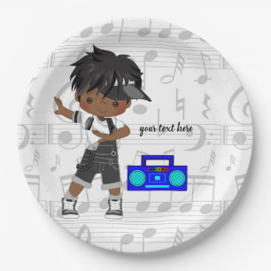 Hip hop boy paper plate