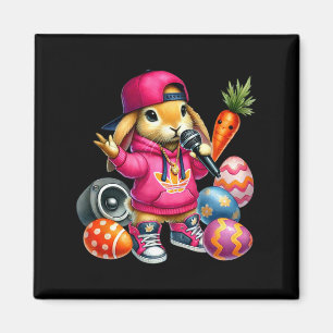 Hip Hop Bunny Easter Eggs Microphone Vibe Magnet