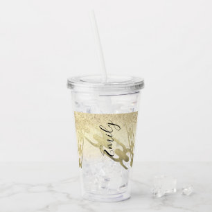 Hip Hop Chain Faux Sparkles Monogrammed Name Acrylic Tumbler