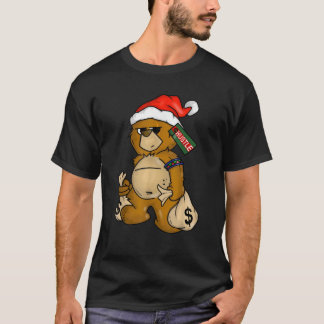 Hip Hop Clothing Men Hipster Santa Teddy Bear Rap  T-Shirt