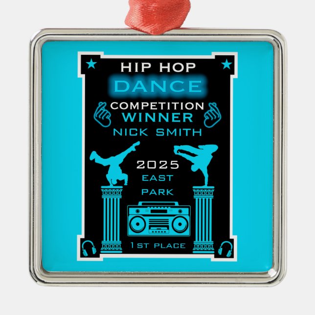 Hip Hop Dance Competition Metal Ornament (Front)