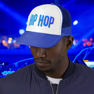 Hip hop dance music neon blue trucker hat