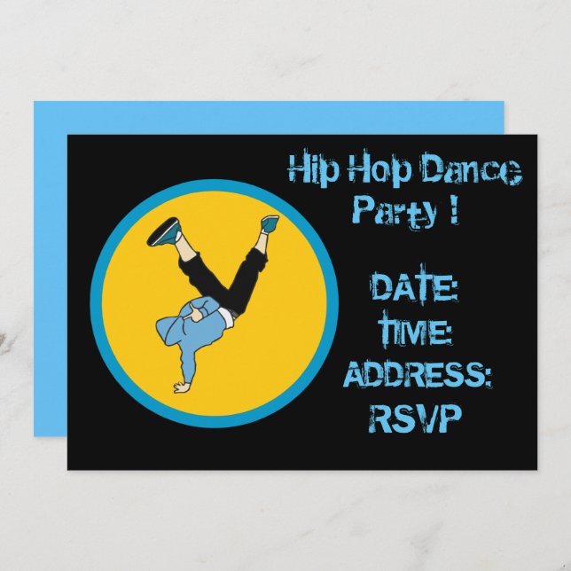 Hip Hop dance party Invitation (Front/Back)