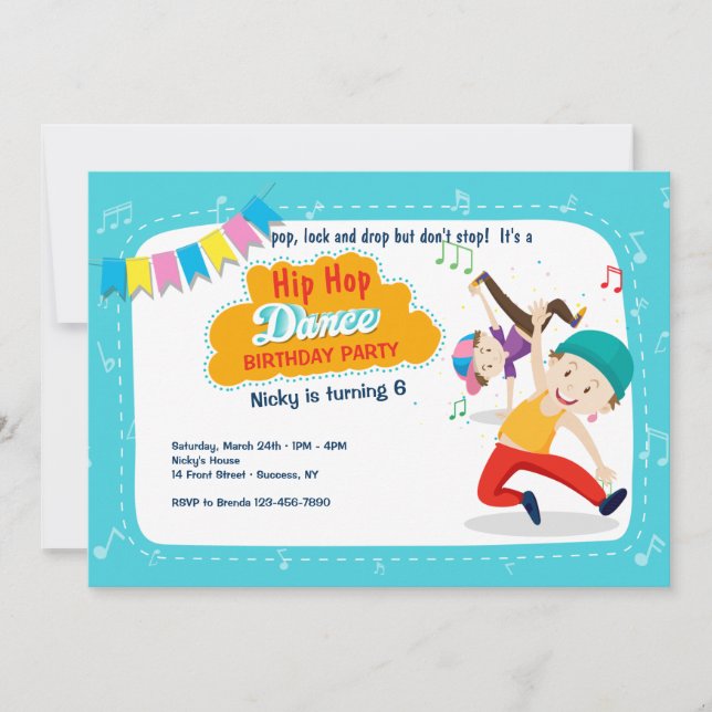 Hip Hop Dance Party Invitation (Front)