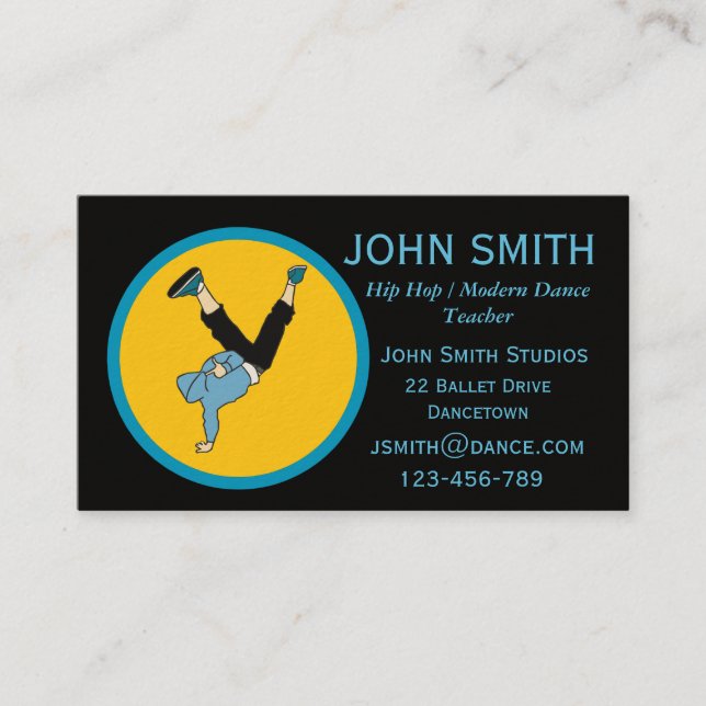 Hip Hop dance teacher dance studio Business Card (Front)