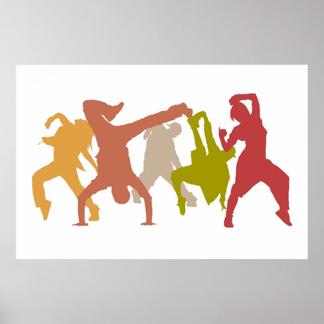 Hip Hop Dancers Illustration Poster (Front)