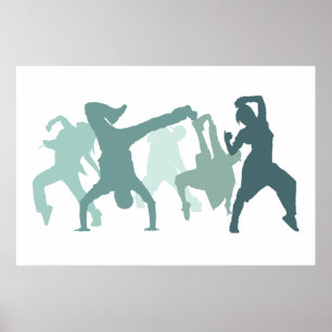 Hip Hop Dancers Illustration Poster