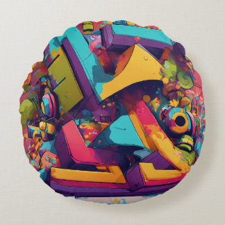 Hip hop design round cushion