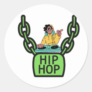 Hip Hop DJ Chain Lock Graphic Sticker   