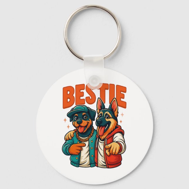 Hip Hop Dog Besties Shirt for Friends t-shirt  Key Ring (Front)