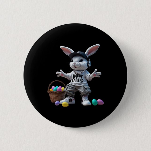 Hip-hop Easter Bunny  6 Cm Round Badge (Front)