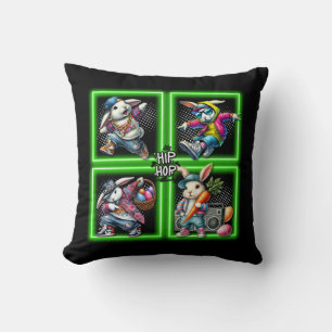 Hip Hop Easter Bunny Buddies, Neon Green   Cushion