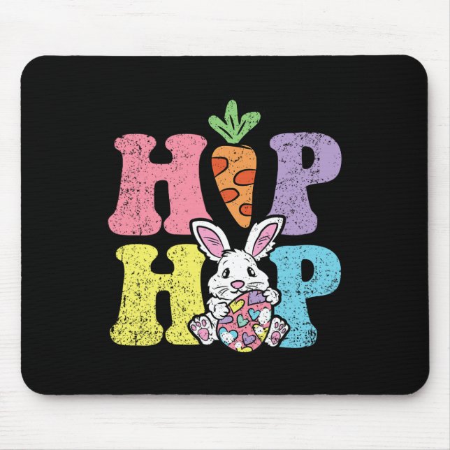 Hip Hop Easter Bunny Egg Hunting Rabbit Spring  Mouse Pad (Front)