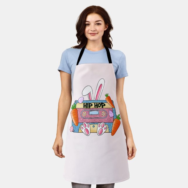 Hip-Hop Easter Bunny Mixtape – Retro Cassette Apron (Worn)