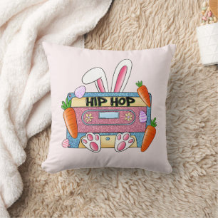 Hip-Hop Easter Bunny Mixtape – Retro Cassette Cushion