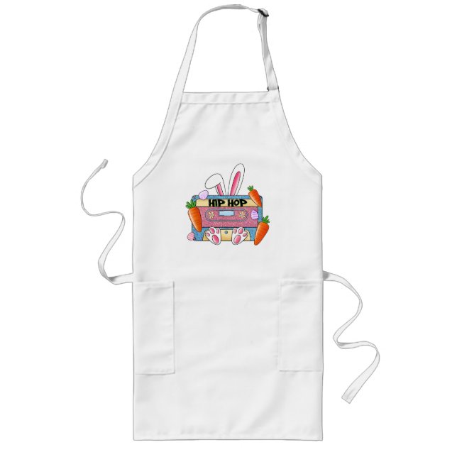 Hip-Hop Easter Bunny Mixtape – Retro Cassette Long Apron (Front)