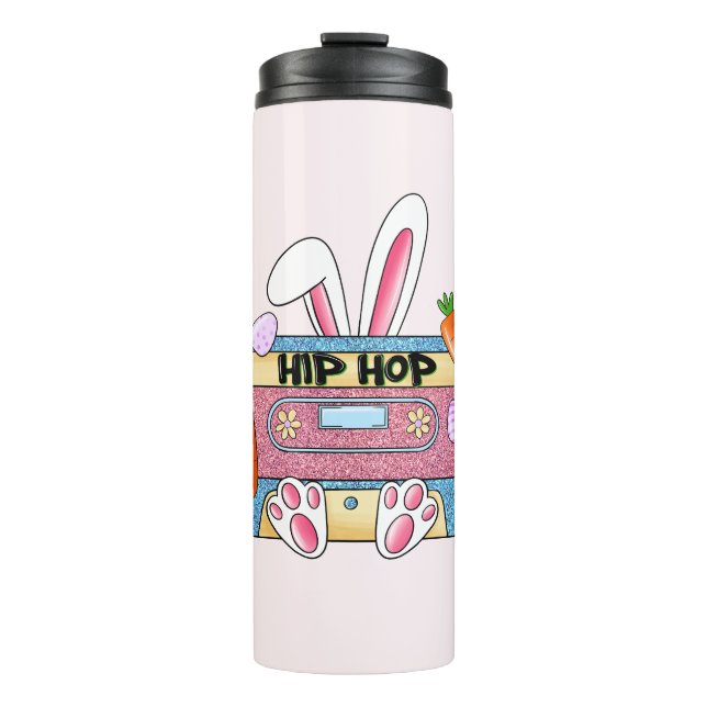 Hip-Hop Easter Bunny Mixtape – Retro Cassette Thermal Tumbler (Front)
