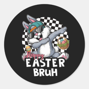 Hip Hop Easter Bunny Rabbit Bruh Classic Round Sticker