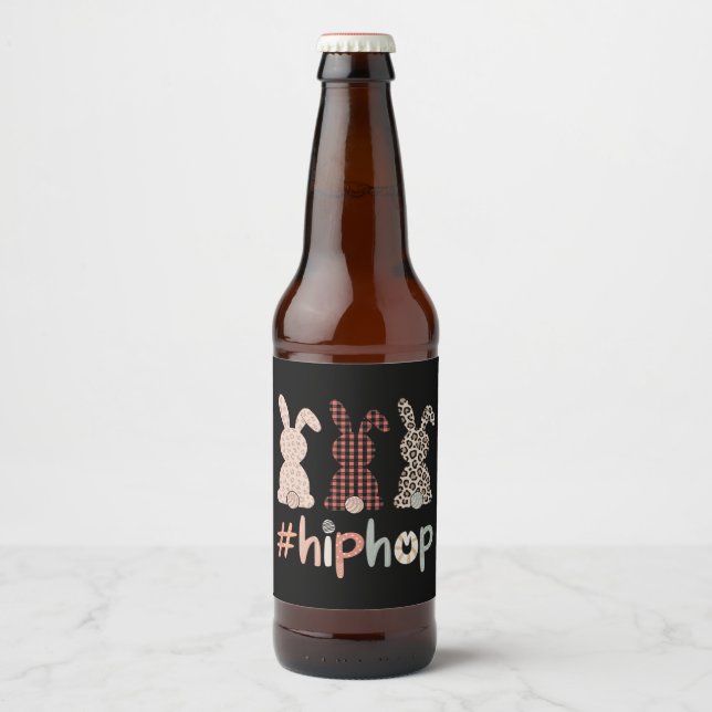 Hip Hop Easter Bunny Spring Cute Beer Bottle Label (Front)