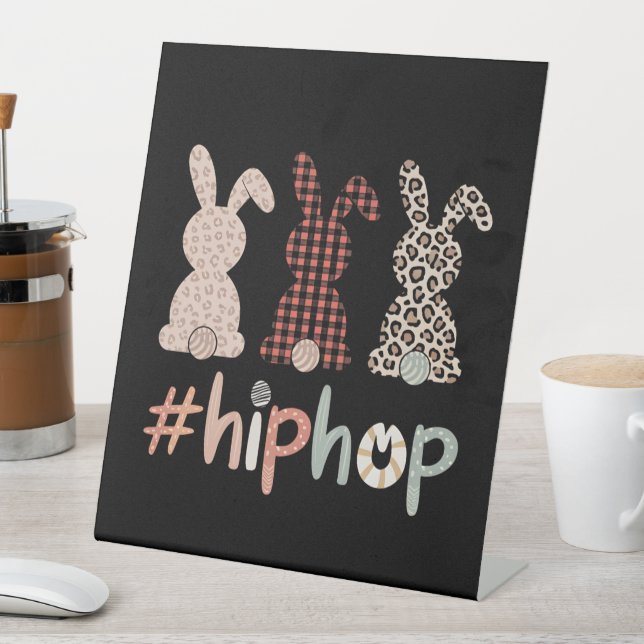 Hip Hop Easter Bunny Spring Cute Pedestal Sign (In SItu)
