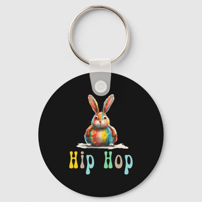 Hip Hop Easter Funny Easter Bunny T Shirt  Key Ring (Front)