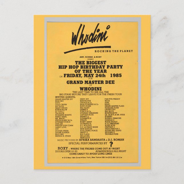 Hip Hop Flier  Postcard (Front)