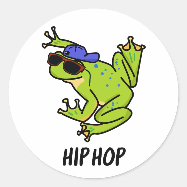 Hip Hop Funny Hopping Frog Pun Classic Round Sticker (Front)