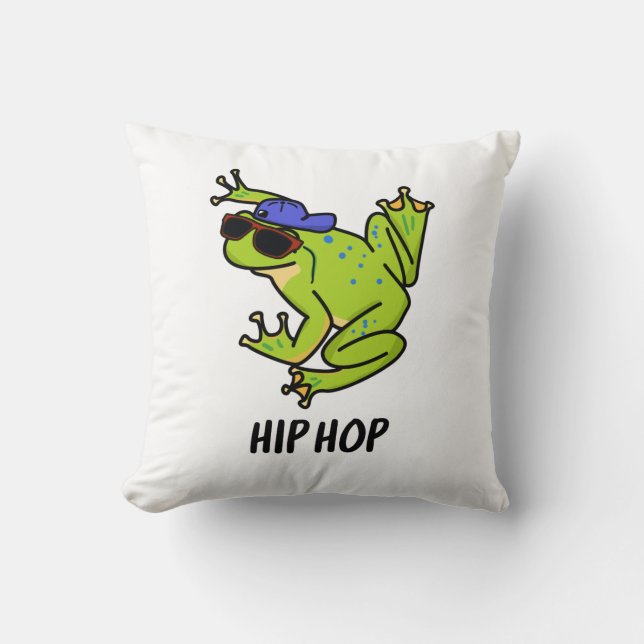 Hip Hop Funny Hopping Frog Pun Cushion (Front)