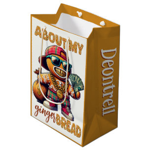 Hip Hop Gingerbread Man Swag Christmas  Medium Gift Bag