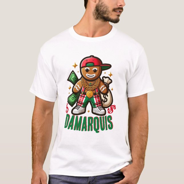 Hip Hop Gingerbread Man Swag Christmas  T-Shirt (Front)