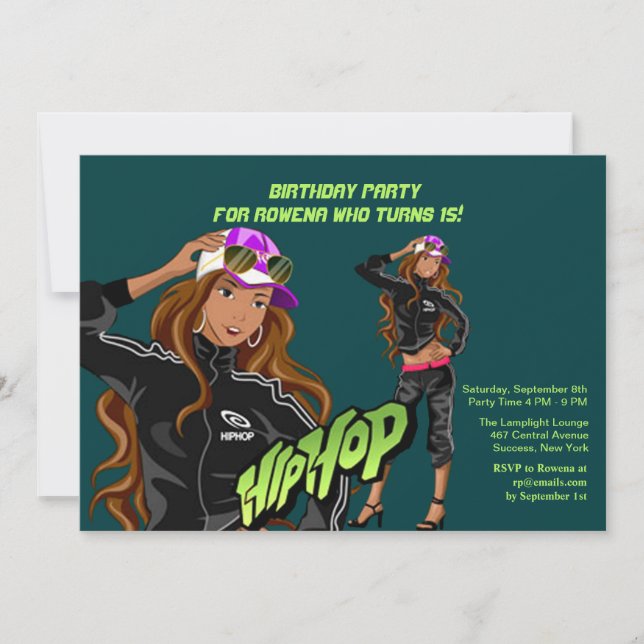 Hip Hop Girl Birthday Party Invitation (Front)