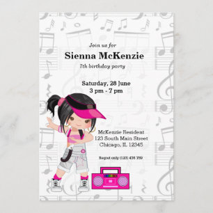Hip hop girl invitation
