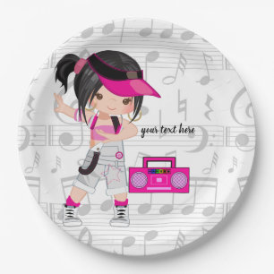 Hip hop girl paper plate