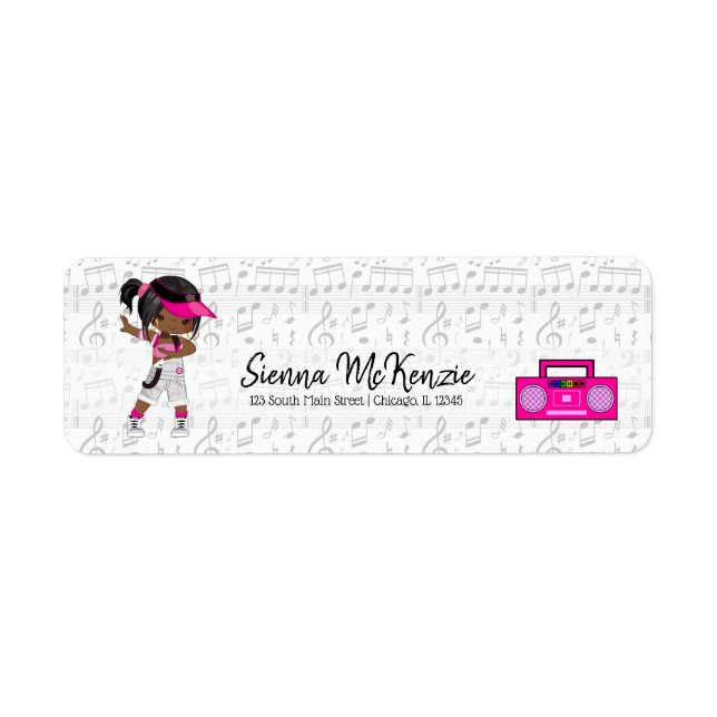 Hip hop girl return address label (Front)