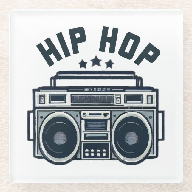 Hip hop glass coaster (Front)