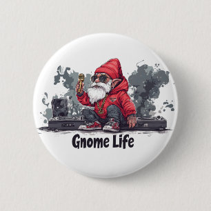 Hip Hop Gnome Illustration - Gnome Life 6 Cm Round Badge
