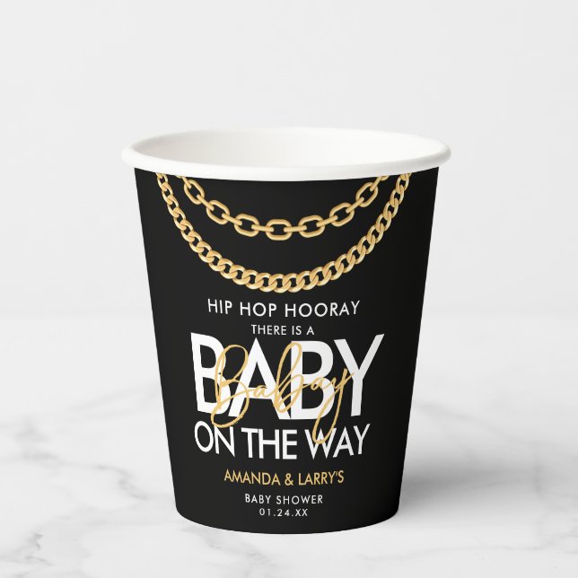 Hip Hop Gold Chain Baby Shower Paper Cups (Front)