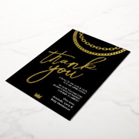 Hip Hop Gold Chain Baby Shower Thank You Card