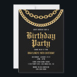 Hip Hop Gold Cuban Link Chain Birthday Invitation<br><div class="desc">This Hip Hop Gold Cuban Link Chain Birthday Invitation features a cuban link chain design for all the hip hop lovers! Celebrate in true hip hop fashion and amp your guests up for a great time! Edit all text to fit any event type.</div>
