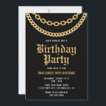 Hip Hop Gold Cuban Link Chain Birthday Invitation<br><div class="desc">This Hip Hop Gold Cuban Link Chain Birthday Invitation features a cuban link chain design for all the hip hop lovers! Celebrate in true hip hop fashion and amp your guests up for a great time! Edit all text to fit any event type.</div>