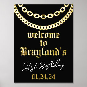Hip Hop Gold Cuban Link Chain Foil Welcome Sign
