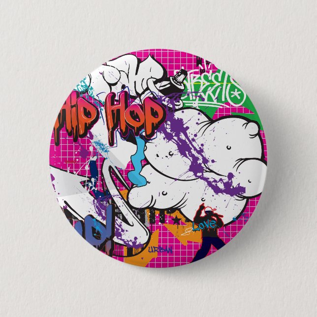 Hip Hop Graffiti 6 Cm Round Badge (Front)