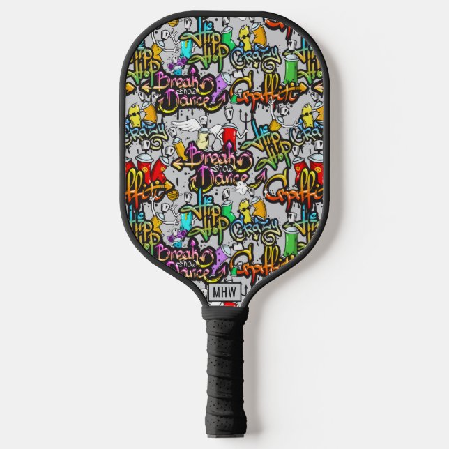 Hip Hop Graffiti custom monogram Pickleball Paddle (Front)