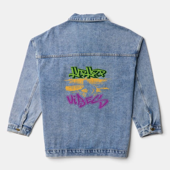 Hip Hop Graffiti Style Old School 90 S Hip Hop  Denim Jacket (Back)