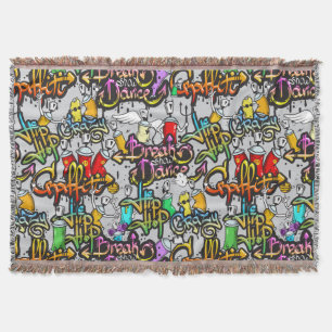 Hip Hop Graffiti throw blanket