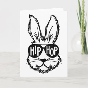 Hip Hop Happy Easter Bunny Face With Sungles Men B Card