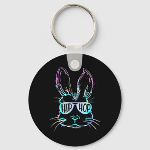 Hip Hop Happy Easter Bunny Face With Sungles Men B Key Ring