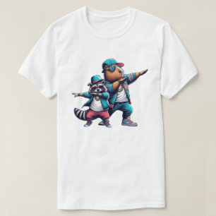 Hip Hop Havoc: Capybara and Racoon's Dab Dance Sh T-Shirt