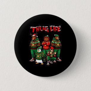Hip Hop Holiday Crew - Ugly Christmas Sweater Rap  6 Cm Round Badge