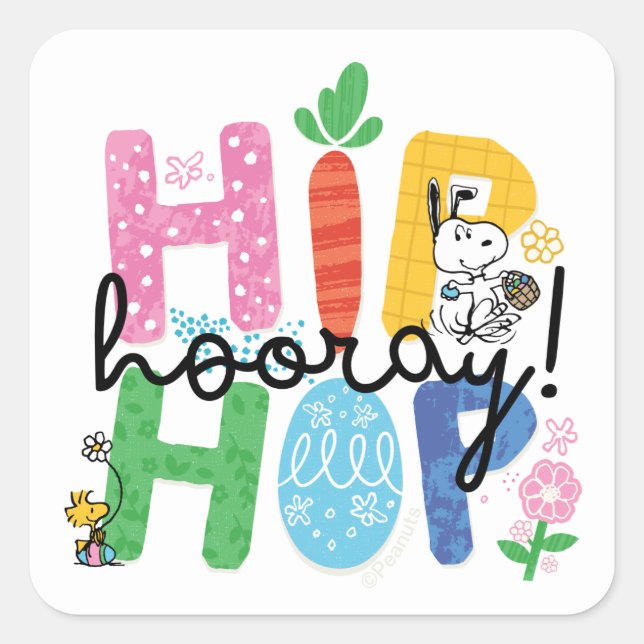 Hip Hop Hooray Snoopy Easter Square Sticker (Front)